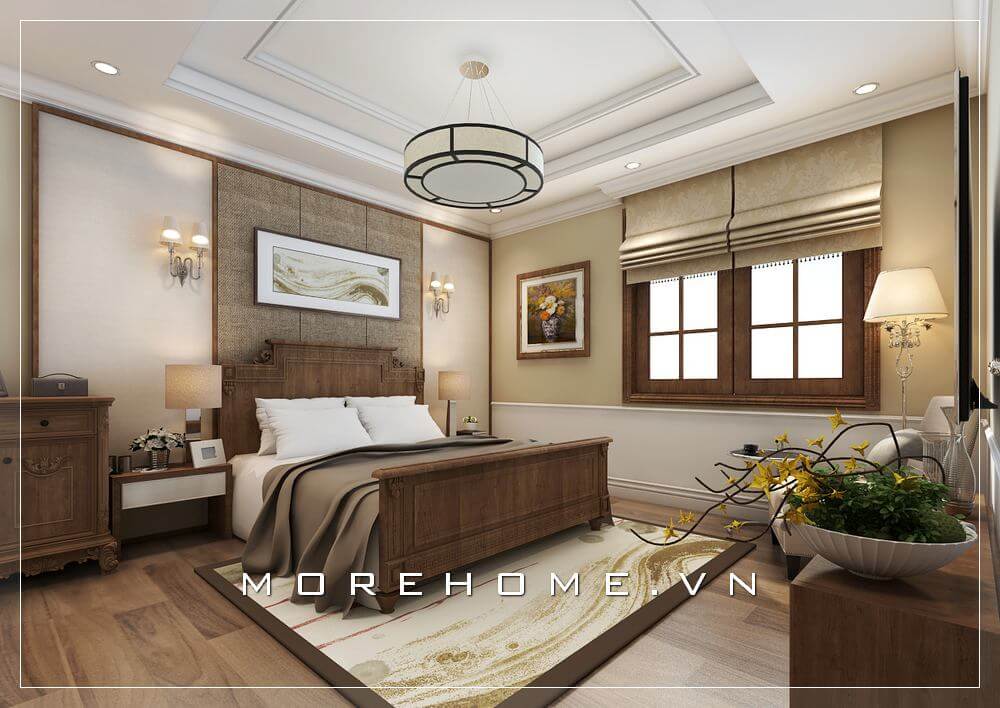 Giường ngủ gỗ óc chó tân cổ điển